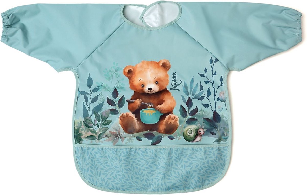 Goedkoopste Slab met mouwen voor baby en peuter - Kinderschort waterdicht - Beer