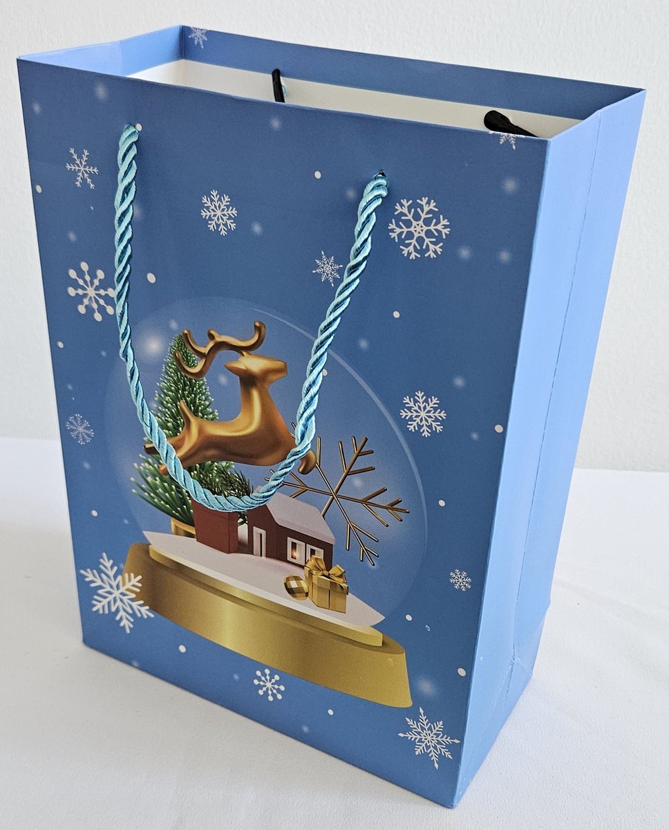 SUNMOOL Papiertas - Kerst Cadeautasjes - Papieren tassen - Draagtassen - Papieren Draagtassen - Gift Bag - 26 x 32 x 10 cm - 12 Stuks
