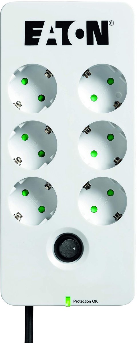 Eaton PB6D Overspanningsbeveiliging 6 AC-uitgang(en) 220-250 V Zwart, Wit
