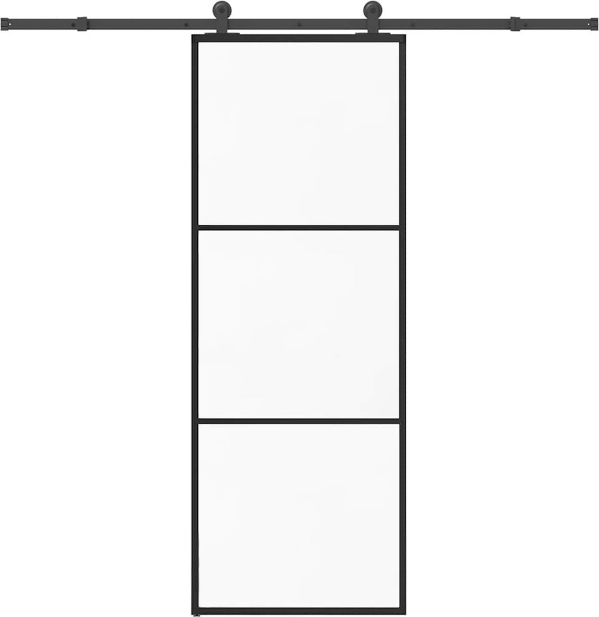 vidaXL - Schuifdeur - met - beslag - 76x205 - cm - ESG-glas - en - aluminium