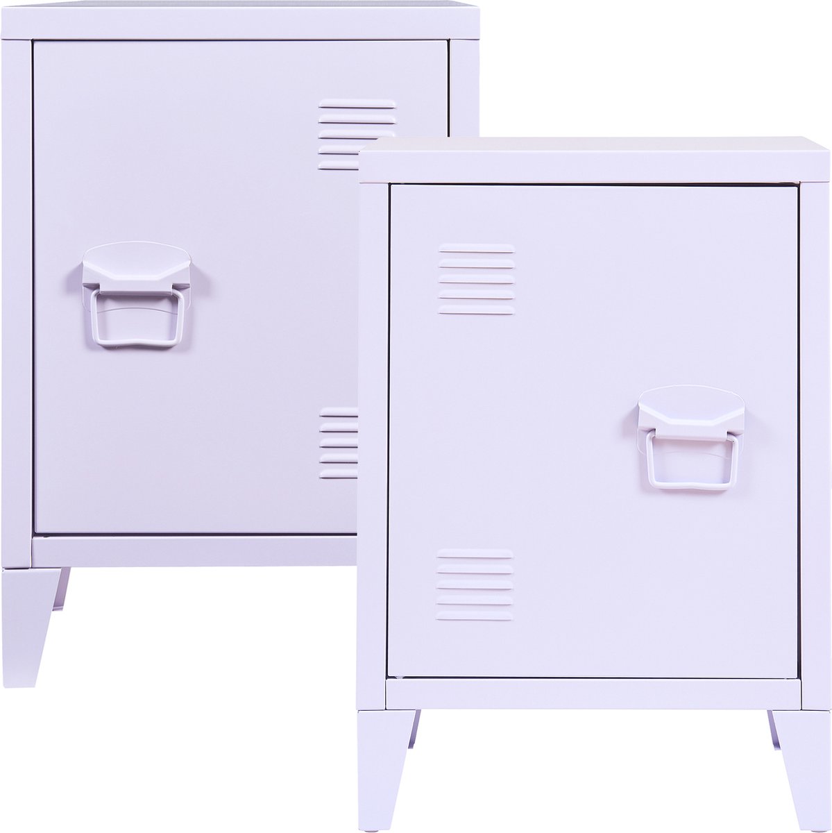 Nachtkast Inari set van 2 metaal 57x40x30 cm lichtpaars [en.casa]