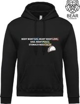 Le corps veut du sexe, le cœur veut de l'amour, l'âme veut la paix, l'estomac a besoin de tacos ! | Sweat à capuche Fun | drôle à capuche | Taille S