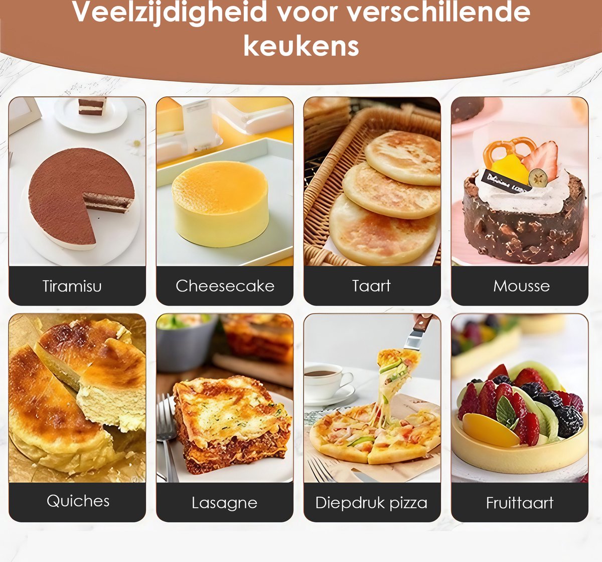 Springvorm Set van 2 - 28 cm Non-stick Lekvrije Cheesecake Bakvorm - Voor Taarten, Quiches, Mini Cheesecakes en Pizza - Antiaanbaklaag – foto 7