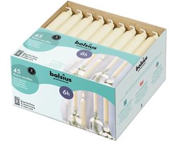 Bolsius Professional Dinerkaarsen Ivoor - 45 stuks - 18cm lang - Weinig rook en druipvrij Bolsius Professional Dinerkaarsen Ivoor - 45 stuks - 18cm lang - Weinig rook en druipvrij