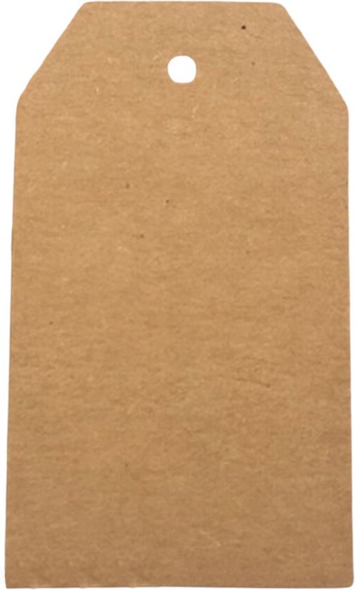 Labels - set van 100 labels bruin - 7x4 cm - stevig karton - met voorgestanst gaatje - cadeaulabels - prijslabels - kerst