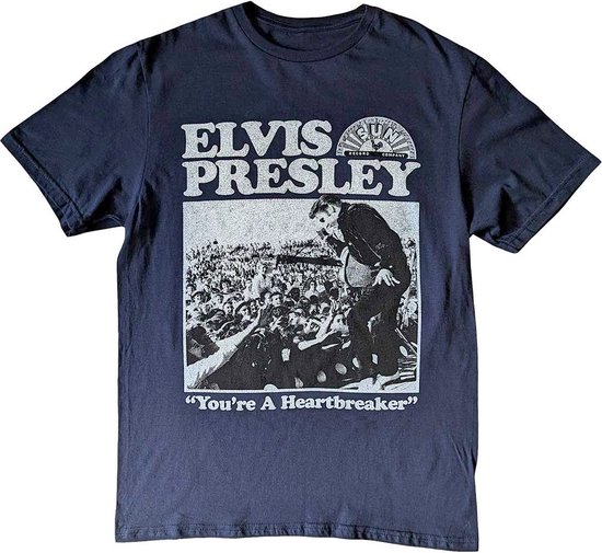 Elvis Presley - Elvis Heartbreaker Heren T-shirt - M - Donkerblauw