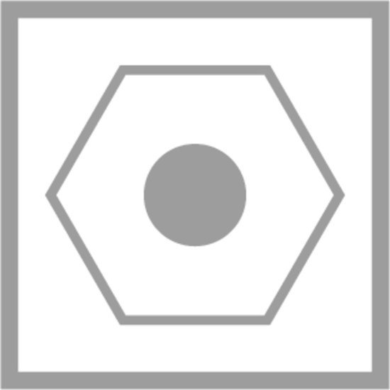 Hexagon icoon met een cirkel in het midden.