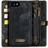 CaseMe Hoesje - Geschikt voor iPhone SE (2022/2020), iPhone 8 / 7 Hoesje - CaseMe 008 2-in-1 Book Case & Back Cover met Portemonnee - Zwart