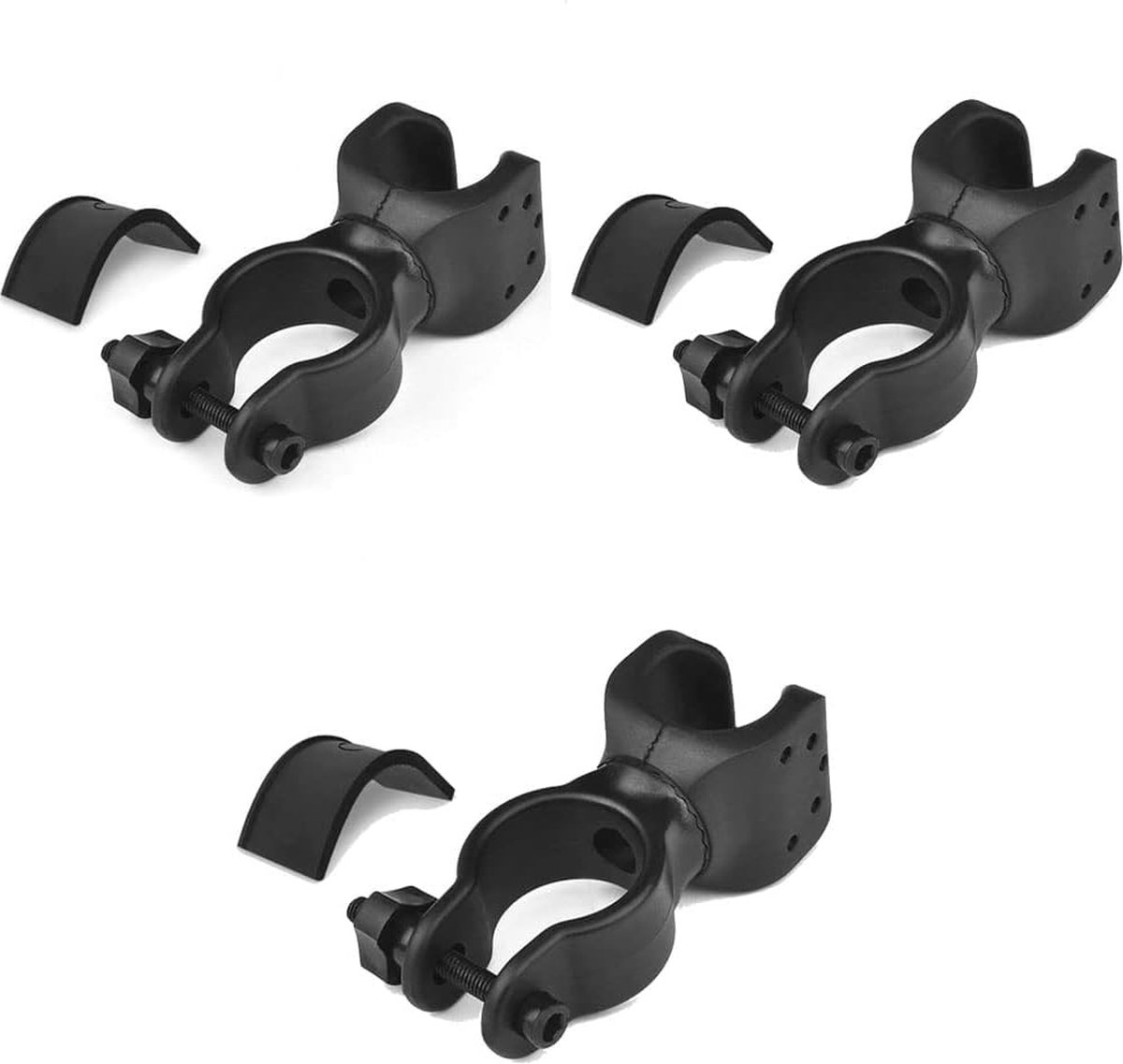3 stuks - Fiets Light Bracket - Lamphouder voor fiets - Fietsklem - fietslichtstandaard - Fietslamphouder - 360° draaibaar - plastic - zwart - voor LED Koplamp - Nachtritten Helper - fietsaccessoires