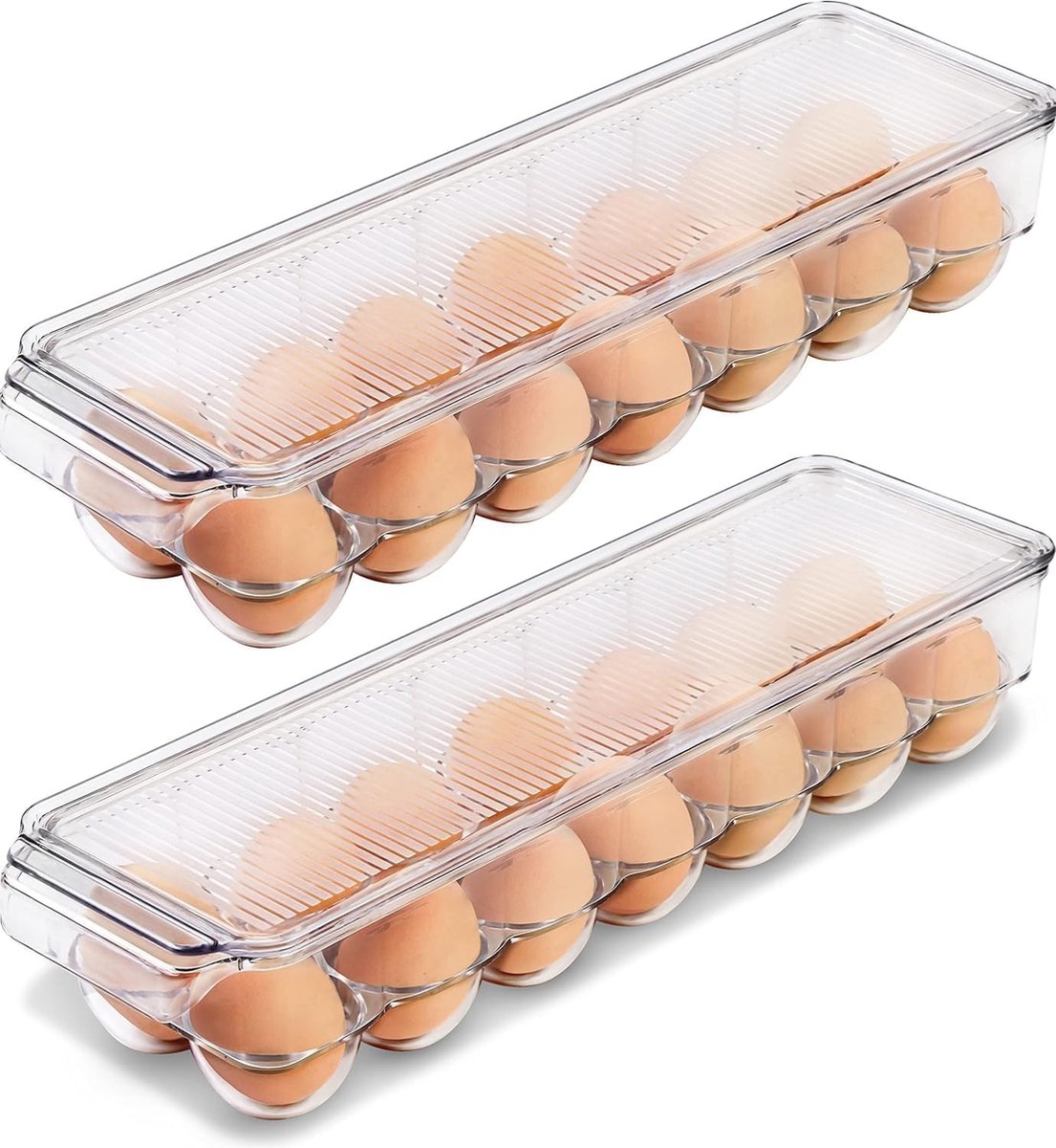 Goodivery ® Praktische Eieren Bewaardoos voor Koelkast met Handige Deksel en Handvat, Set van 2