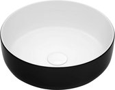 Keramische waskom rond zwart wit 38,5x38,5x14 cm opbouw Sofia