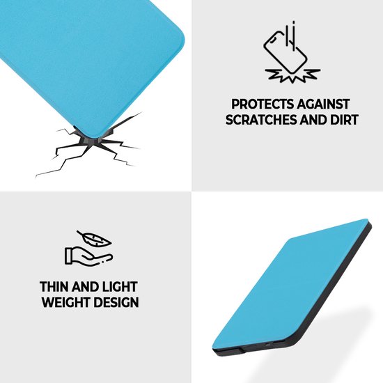Lunso - sleepcover flip hoes - Geschikt voor Kobo Clara HD - lichtblauw van Lunso — afbeelding 5