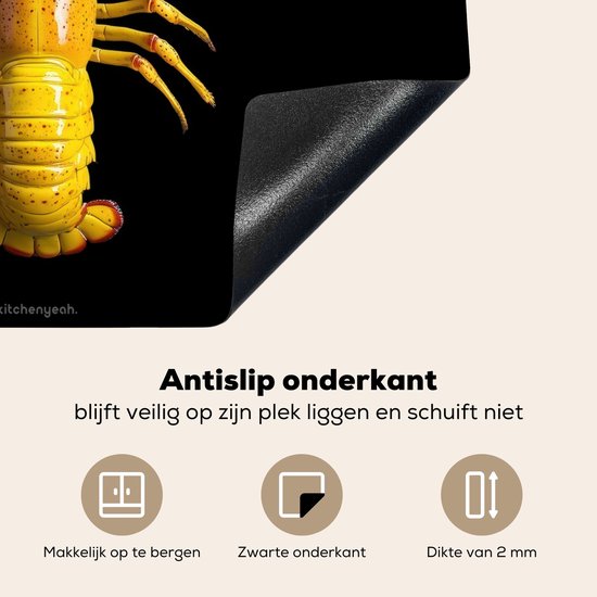 KitchenYeah® Protection plaque induction 59x52 cm - Cancer - Jaune - Abstrait - Homard - Protege plaque de cuisson - Couvre plaque induction - Protecteur d'induction - Cuisine