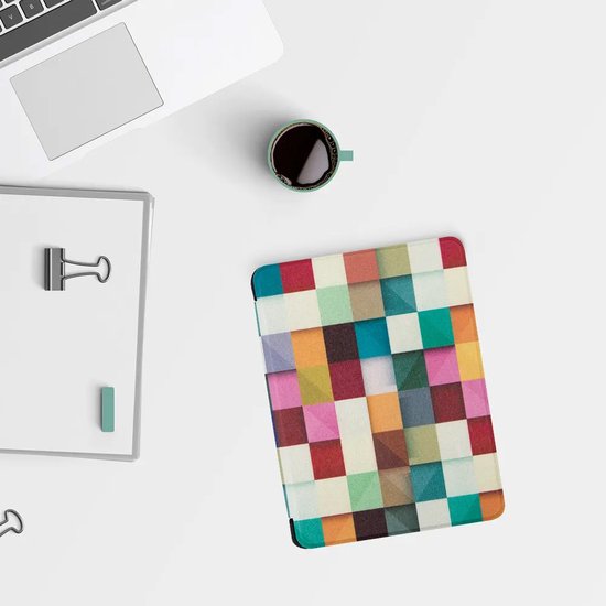 Lunso - Geschikt voor Kobo Glo / Glo HD / Touch 2.0 hoes (6 inch) - sleep cover - Blokken van Lunso — afbeelding 2