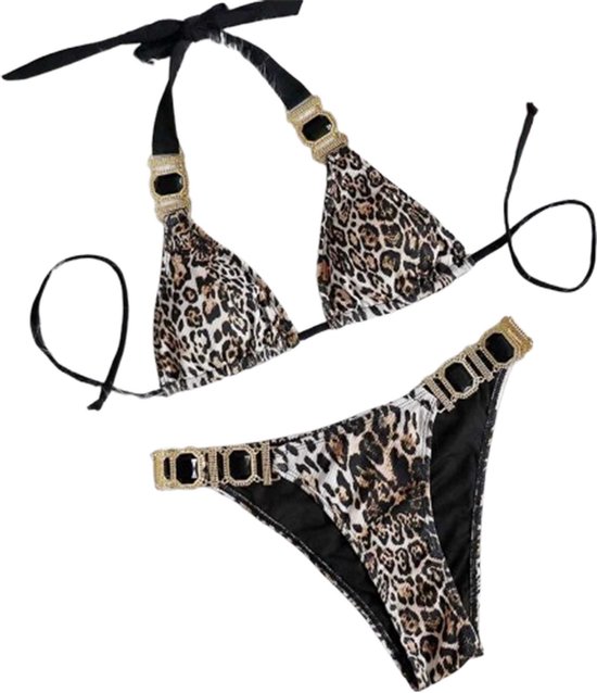 Set bikini femme - Imprimé léopard avec Boucles dorées - Maillots de bain à la mode
