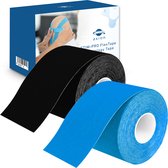 axion® - Kinesiologie Tape Set van 2 blauw zwart | Huidvriendelijk - Elastisch - Herstel - Waterdicht