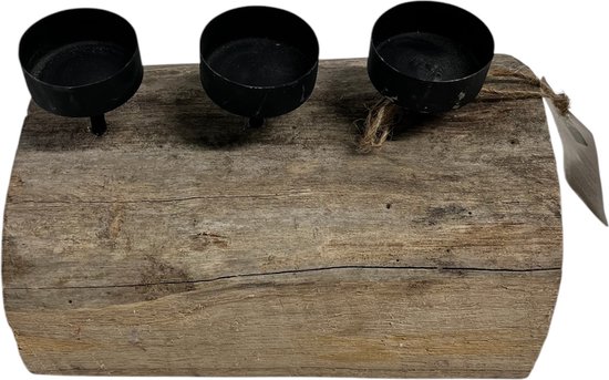 Shiwaki 12.5x6x2cm Houten Kandelaars Houder Antieke Kandelaar Handwerk Vintage Bruine Kandelaar voor Eettafel Kerkornamenten - Natuurlijke Houtstijl