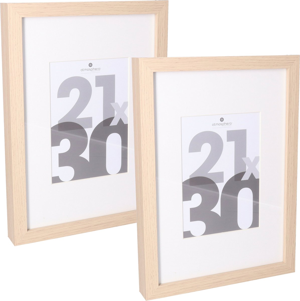 5Five® Atmosphera fotolijstje voor een foto 21 x 30 cm - 2x - naturel - foto frame Eva - modern/strak ontwerp