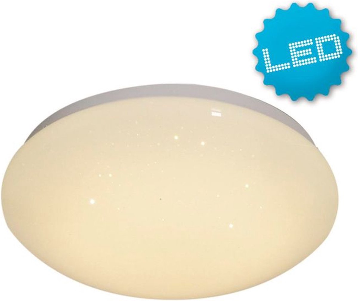 Trango 3180 Moderne LED Plafondlamp *ROSIE* Acryl Lampenkap met Kristaleffect, Plafondlamp, Badkamerlamp, Wandlamp Sterrenhemel Look 12 Watt Module 3000K Warm Witte Toiletlamp met 290mm Diameter