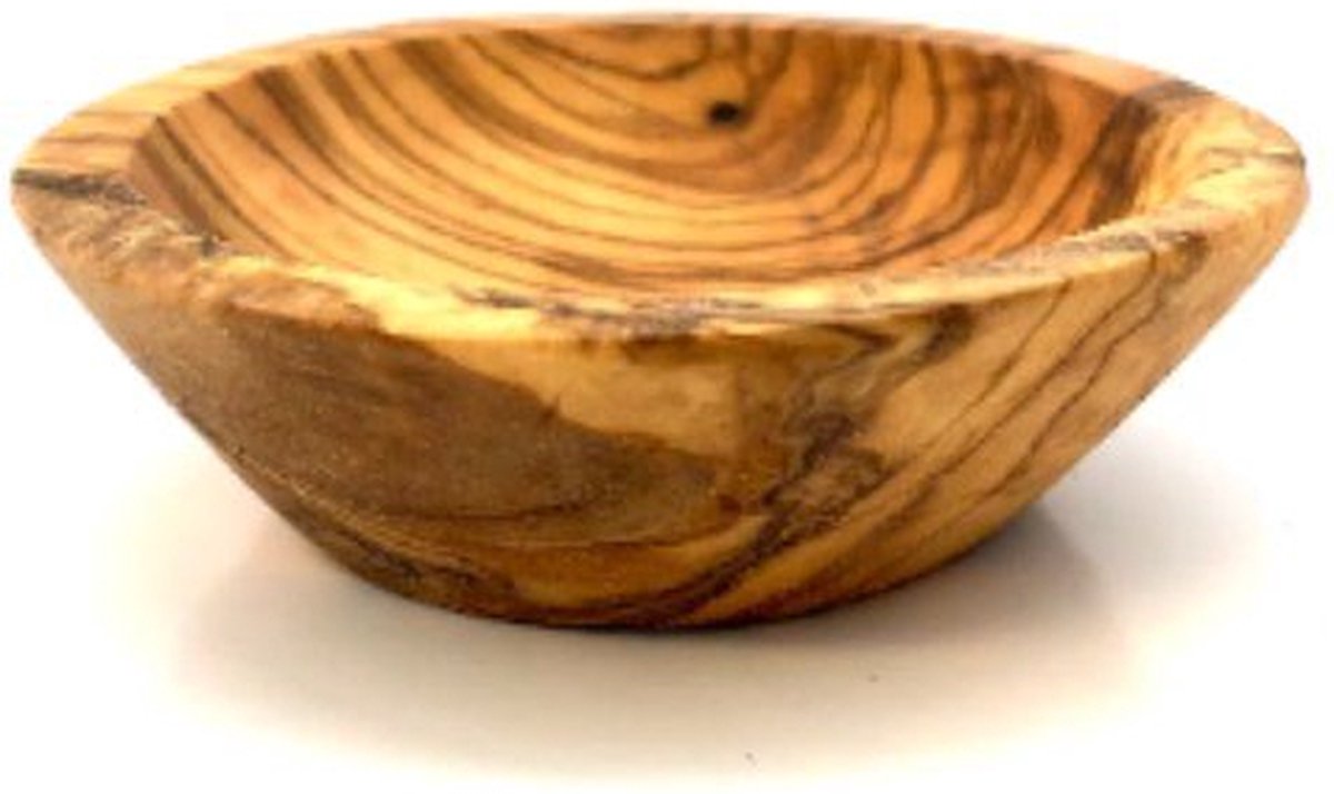 D.O.M. Kleine Ronde Snack- en Dip Schaal Ø 8 cm – Handgemaakt van Olijfhout