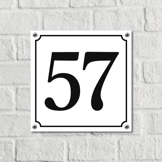 Huisnummerbord Wit Dibond Deluxe - Nummer 57 - incl. bevestiging ...