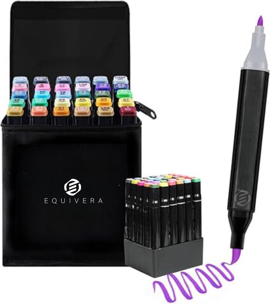 Equivera Twinmarkers Alcohol - Twinmarkers Alcohol - Alcohol Markers - Markeerstiften - Professionele Alcohol Markers - Markers - Kleurstiften - Dual-Tip Markers