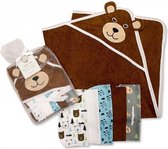 Baby Handdoek / Badcape Set Met Capuchon Geschenkset - Bruin