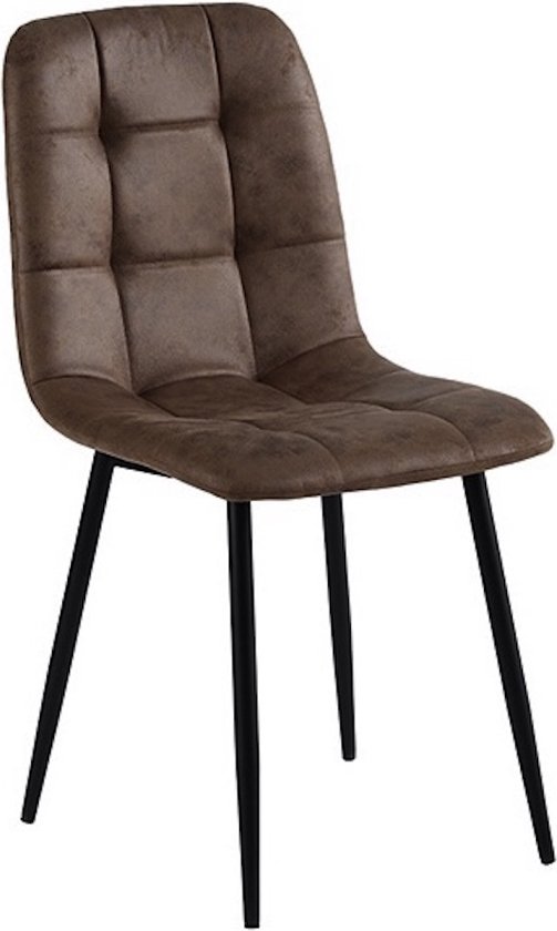 Colenis® - Ela Eetkamerstoel - Set Van 6 - Bruin - Microfiber Stof - Microvezel - Industrieel