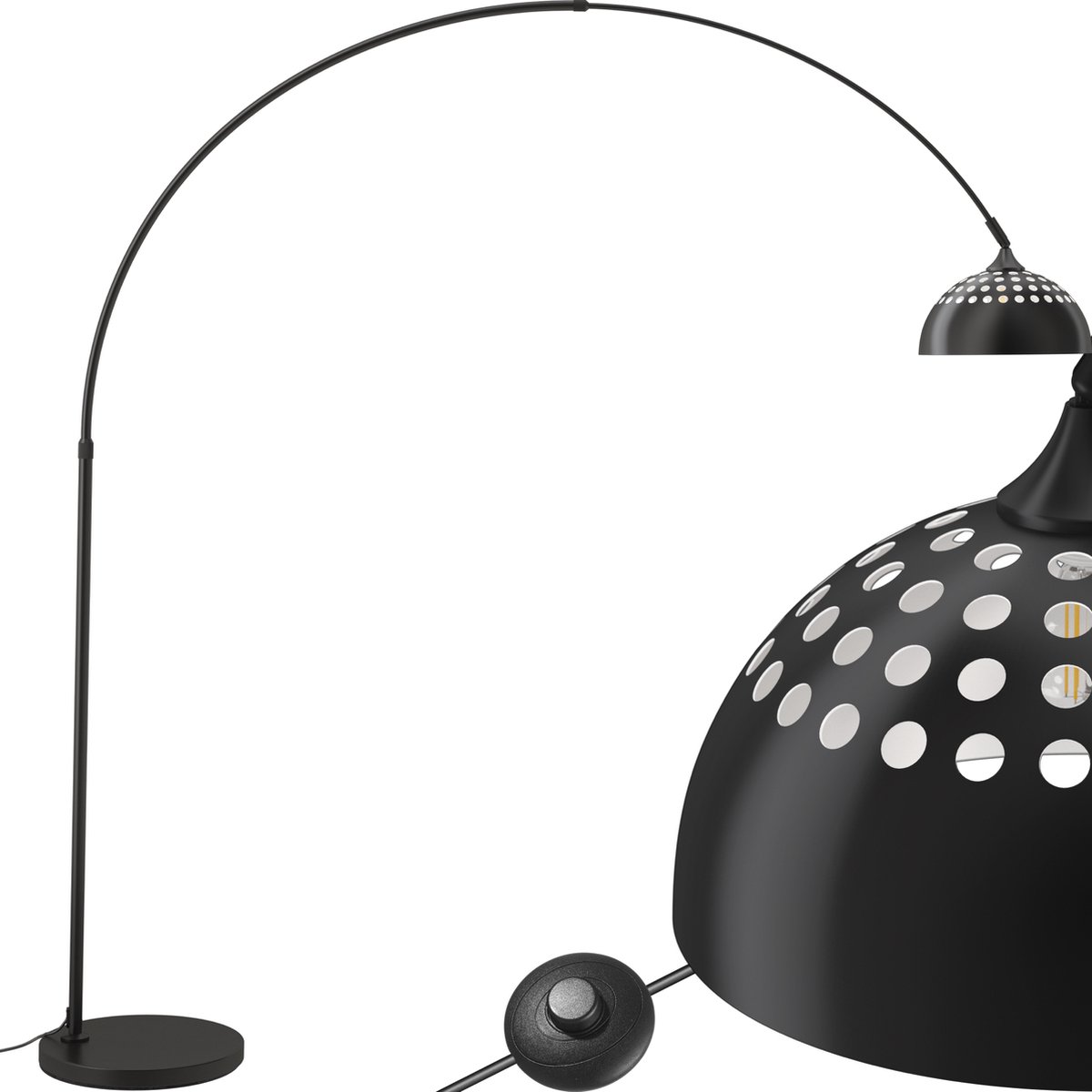 tectake® Booglamp vloerlamp woonkamer - Retro vintage eetkamerlamp - Hangend, ideaal voor eettafel en woonkamer - Arc-lamp - zwart