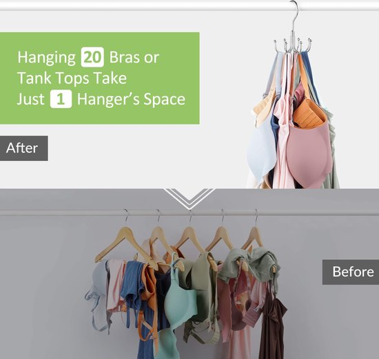 Tank Top Hanger, Draaibare BH Hanger voor Kast, Max 24 Capaciteit