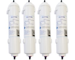 AllSpares Waterfilter (4 St.) voor Koelkasten geschikt voor o.a. Samsung DA29-10105J / HAFEX/EXP / EF-9603 / WSF-100, LG 5231JA2010B / ADQ73693903 / ADQ736939 en WPRO USC100