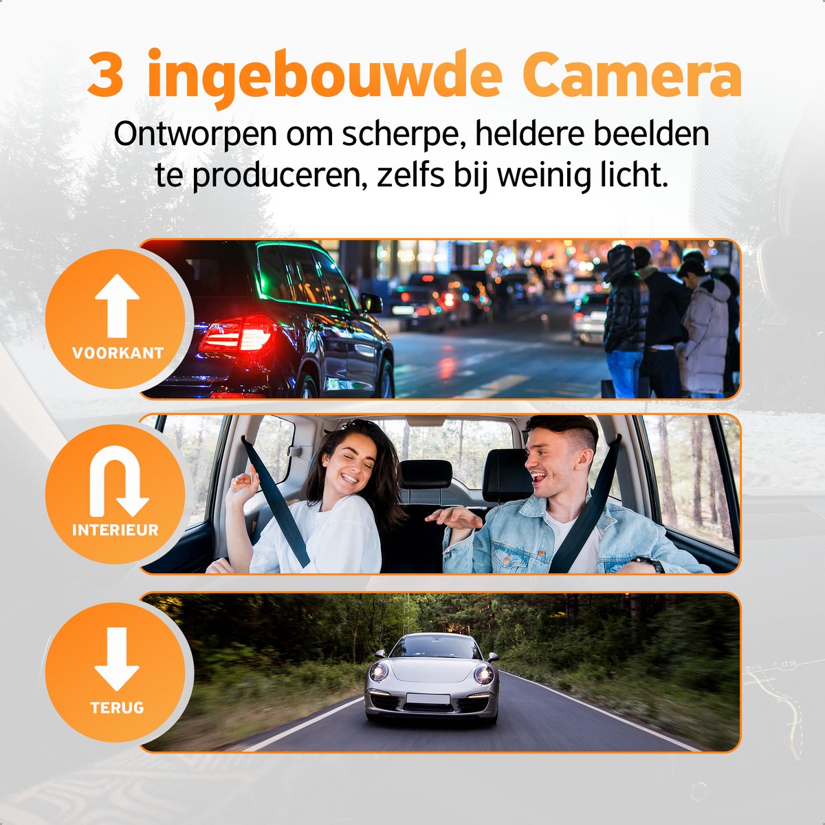 Norrmalm® Full HD Dashcam voor Auto - 64 GB - App (iOS, Android) - WiFi - Voor en Achter Camera - Parkeerfunctie - G-sensor – foto 2