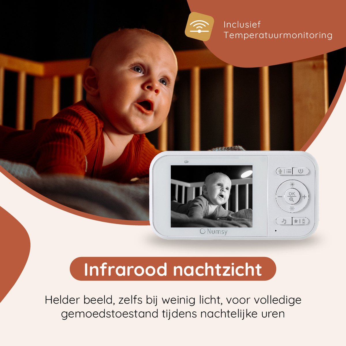 Numsy Babyfoon met Camera - VOX, nachtzicht, uitbreidbaar thumbnail 5