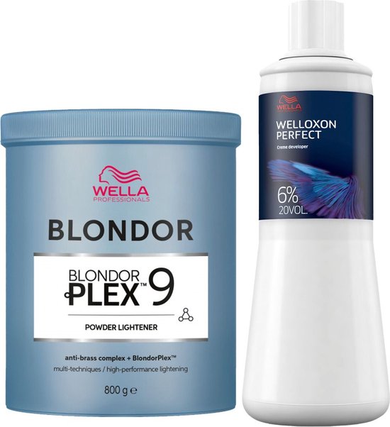 Poudre Wella BlondorPlex 9 800 g + Welloxon Perfect ME+ 6 % 1000 ml