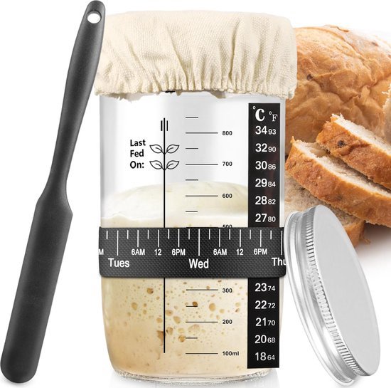 360 Living® Zuurdesem Starter Set - Compleet met Rijsmand 25cm, Pot