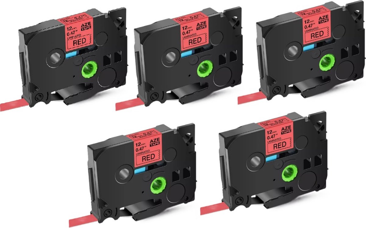 Label Tape Geschikt voor Brother TZe-431 | 12 mm x 8 m | Zwart op ROOD - 5 stuks - Geschikt voor: GL-100 PT-1830 PT-7100VP PT-D600VP GL-200 PT-2030 PT-7500VP PT-E100VP GL-H105 PT-2100VP PT-7600 PT-E300VP PT-1000 PT-2420PC PT-9500 PT-E550WVP PT-1010