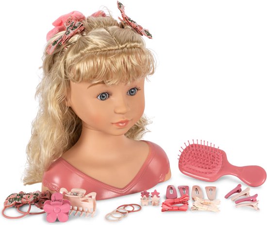 Buste de poupée Konges Sløjd Mimi avec accessoires pour cheveux - Convient à partir de 3 ans