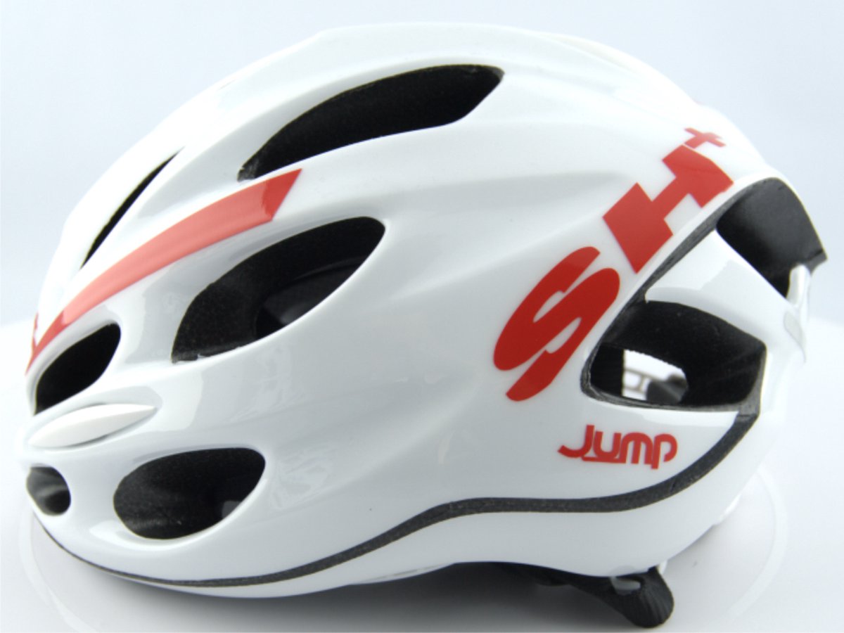 SH+ Fietshelm - SHAKE JUMP - Unisex - Lichtgewicht 227 gram - 15 Ventilatiegaten - Gemaakt in Italië - Voor een hoofdomtrek van 57 tot en met 60 CM - Wit Rood