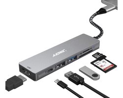 A-KONIC 6-in-1 USB C docking station – HDMI ULTRA 4K – USB C dock – PREMIUM USB C hub – Space Grey