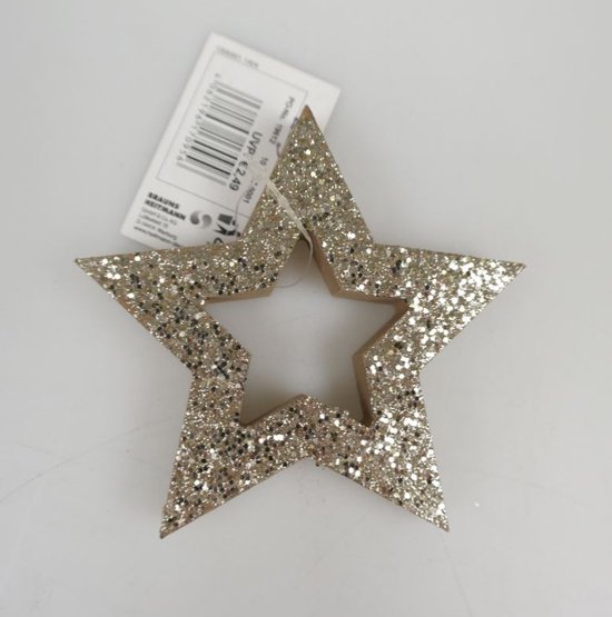 brauns heitmann houten kerst ster met glitter 9.5 cm