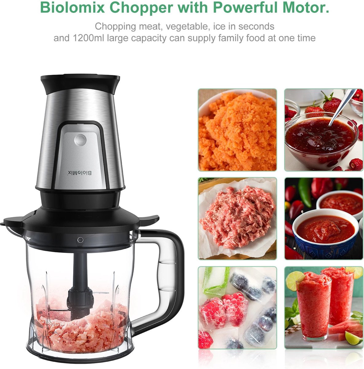 Ariqo 3-in-1 Keukenmachine - Foodprocessor - Keukenmixer - Blender - Smoothie Juicer - Draagbaar - 700W - RVS - Incl. Accessoires – foto 6