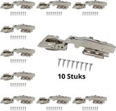 Hoexs- 10X Softclose scharnier Voorliggend 110° - Inclusief Schroefjes - Binnendeurscharnieren - Meubelscharnieren - Potscharnier - Soft Close - Keukenkast scharnieren - Keuken - Geruisloos - Makkelijk verstelbaar met Stelschroeven
