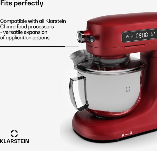 Klarstein kom voor Chiara keukenmachine - 5 liter roestvrij staal, vaatwasmachinebestendig, ergonomische handgreep, compatibel met Chiara keukenmachine, BPA-vrij, perfect voor 1,5 kg deeg van Merkloos — afbeelding 3