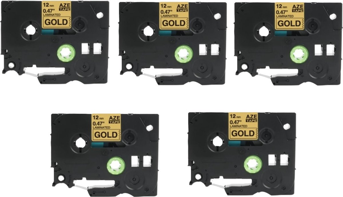 Label Tape Geschikt voor Brother TZe-831 | 12 mm x 8 m | Zwart op Goud - 5 stuks - Geschikt voor: GL-100 PT-1830 PT-7100VP PT-D600VP GL-200 PT-2030 PT-7500VP PT-E100VP GL-H105 PT-2100VP PT-7600 PT-E300VP PT-1000 PT-2420PC PT-9500 PT-E550WVP PT-1010