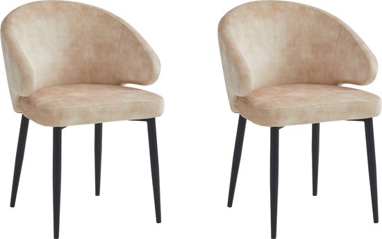 Colenis® - Chaise de Salle à Manger Ruby - Set de 2 - Beige - Velours Adoré - Design