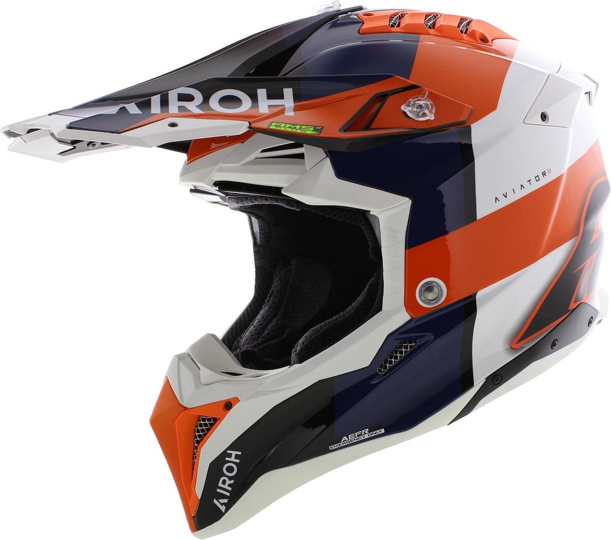 Airoh Helm Aviator 3 AMS² Monarch glans blauw wit oranje M