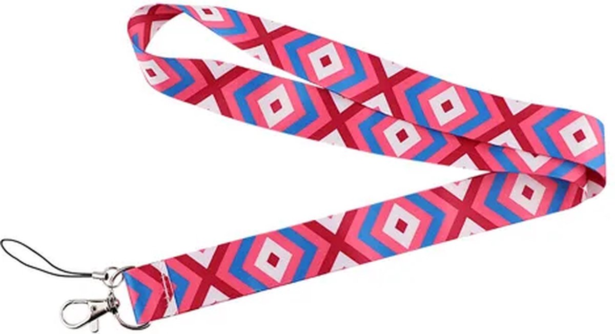 Travel Cords - Keycord Pink Square - stevig lanyard - sleutelhanger - sleutelkoord - met telefoonkoord - sleutels