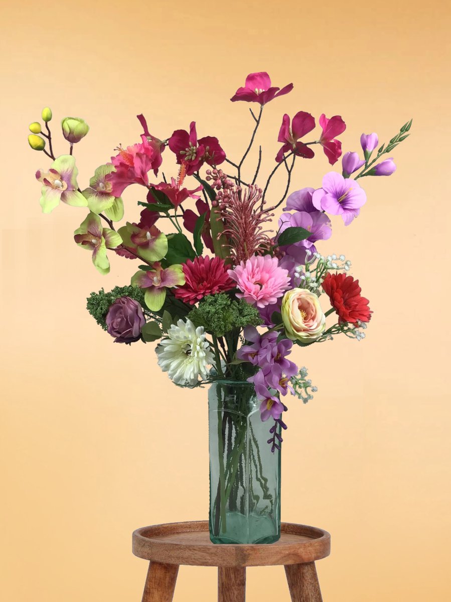 The Bloomistic® – Zijden Boeket – 70-80 cm hoog – Kunstbloemen – 15 stelen – moederdag – nepbloemen – housewarming cadeau – decoratie – decoratie woonkamer