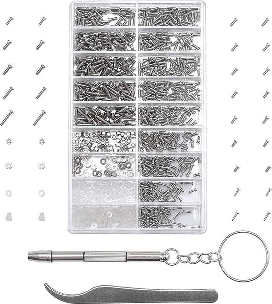 Scoby - Complete Set Schroeven en Doppen - Reparatiekit voor Brillen, Zonnebrillen, Horloges, Drones, Smartphones - Mini Toolkit