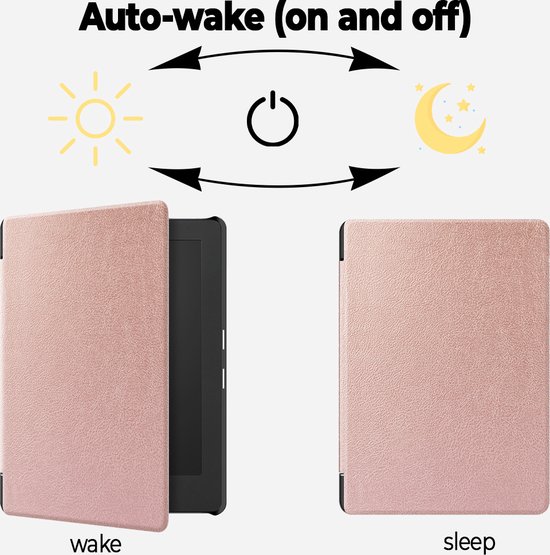 Lunso Geschikt voor Kobo Aura H20 Edition 2 hoes (6.8 inch) - sleepcover - Rose Goud - (niet voor de Kobo Aura edition 2) van Lunso — afbeelding 5